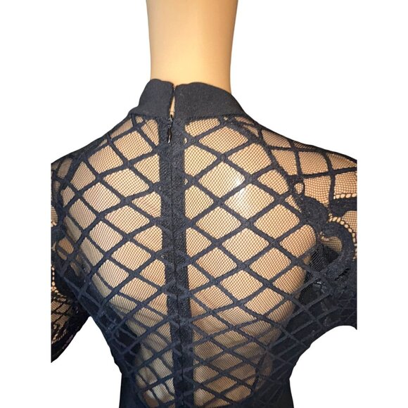 Womens Lattice Lace Wide Leg Jumpsuit Size M Black Money Mob Wife - Picture 8 of 15